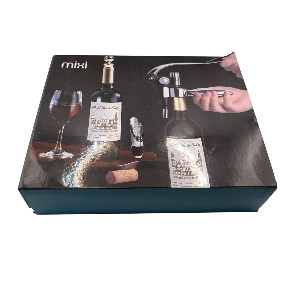 NIB Mixi Wine Accessory Set‎ Rabbit Lever Corkscrew Foil Cutter Pourer Stopper